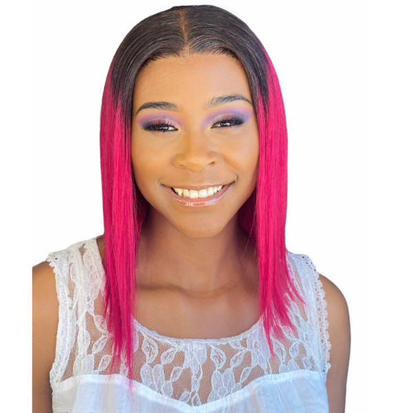 LolaSilk 14" Full Frontal Straight Bob Wig - Brazilian Hair/Ombré Burgundy