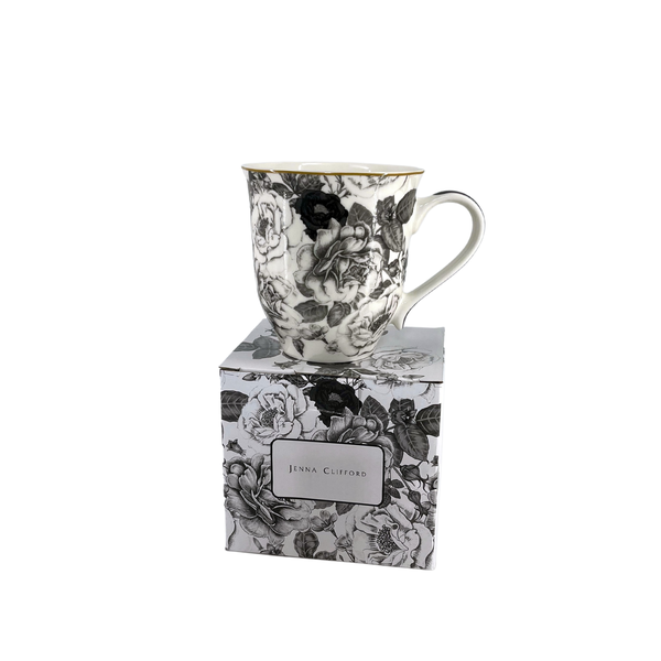 JENNA CLIFFORD - Black Rose Mug Set of 4