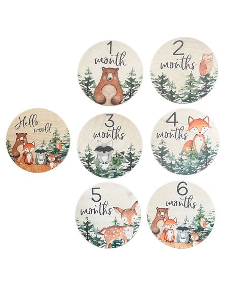 Woodlands Forest Milestone Cards Baby Shower Gift Nursery Animals Cute
