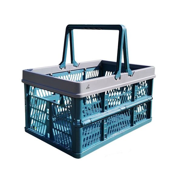 ALANES Collapsible Shopping Basket Foldable Storage Crate With Handle