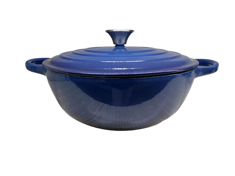 26cm Blue Cast Iron Pot With Lid - Timeless Culinary Essential