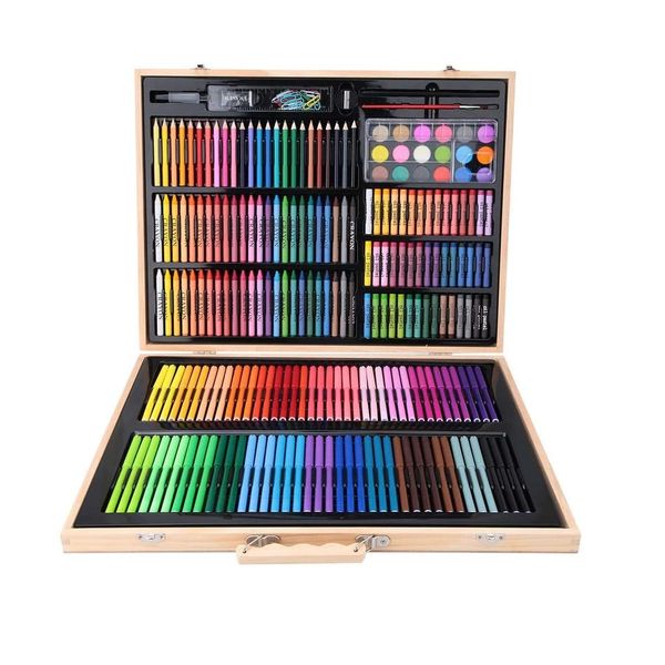 251 Pcs Kid's School Drawing Art Set with Wooden Box