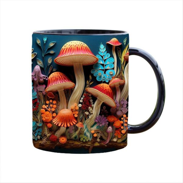 3D Magic Mushrooms Mug 3D Fun Space Design Mug For Home Office Dorm-A
