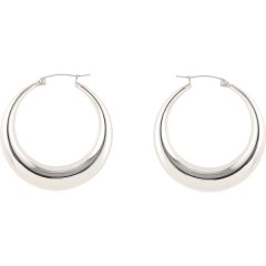 Large Bold Crescent Hoop Earrings - Silver