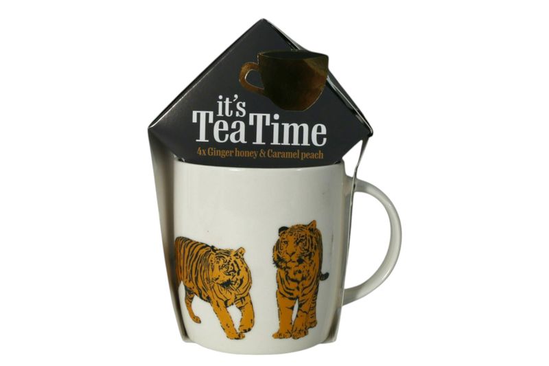 Porcelain Tea Cup Tiger with 4 Teabags 400ml
