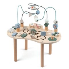 Wooden Sensory Activity Table with Bead Maze - Brown