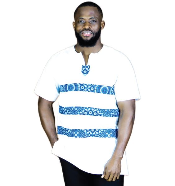 Africa Fashion House Anna-Mo Blue-Layered Shwe Shwe Shirt