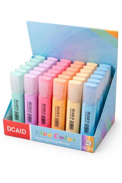 Live Color Pastel Highlighter Set - Assorted Soft Colors -36 Pcs
