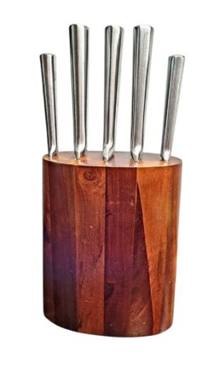 Stainless Steel Knife Set with Acacia Wood Block 5-Piece