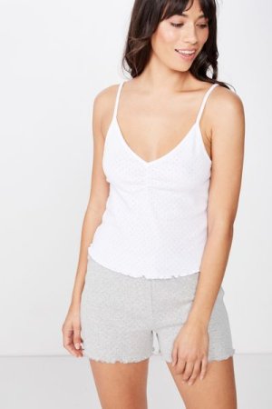 Women's Cotton On Pointelle sleep tank - white