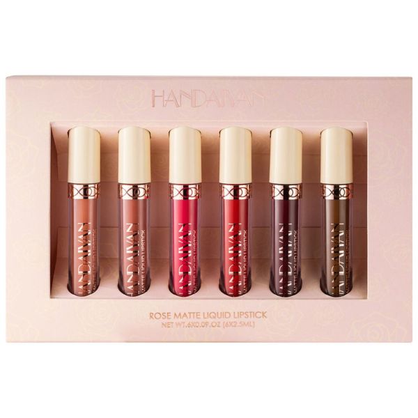 Matte Liquid Lipstick 6 Piece Nude Velvety Lip Gloss Kit Long-Lasting Wear