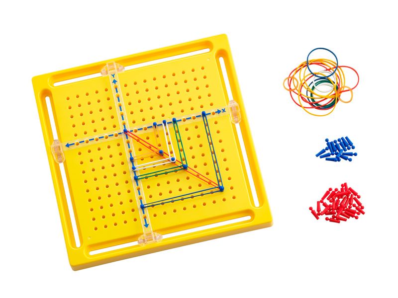 XY Coordinate Geo Pegboard with 24 Rubber Bands and 50 Pegs