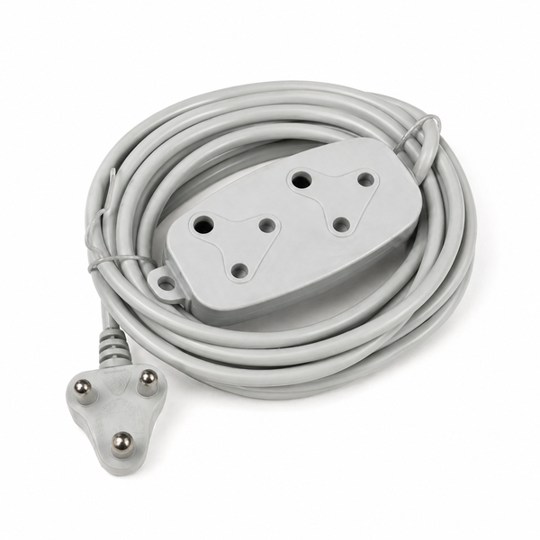 Electrosense 10m Extension Cord 10A Side by Side 2 Socket SA 3-Pin White