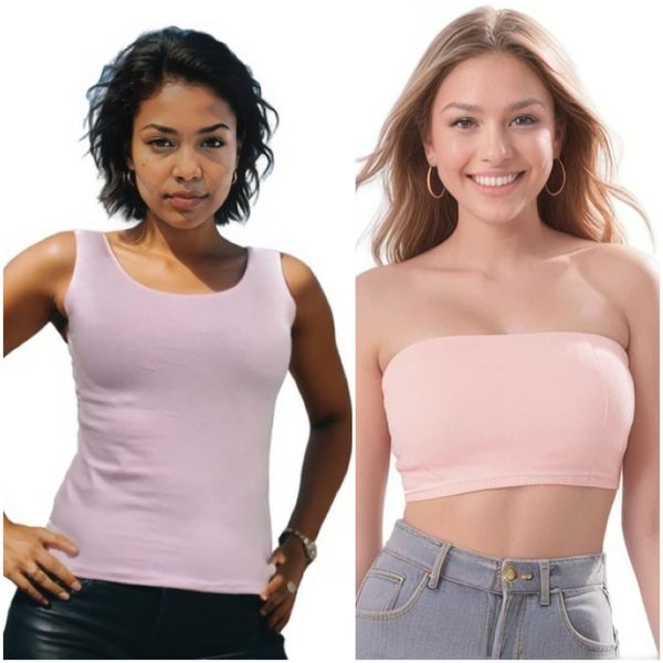 Ladies/Girls Pink Crop Tank and Tube Top Set