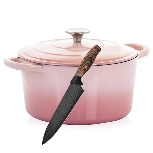 24cm -Non-stick Round Dutch Oven Enameled Cast Iron with Dimond Knife