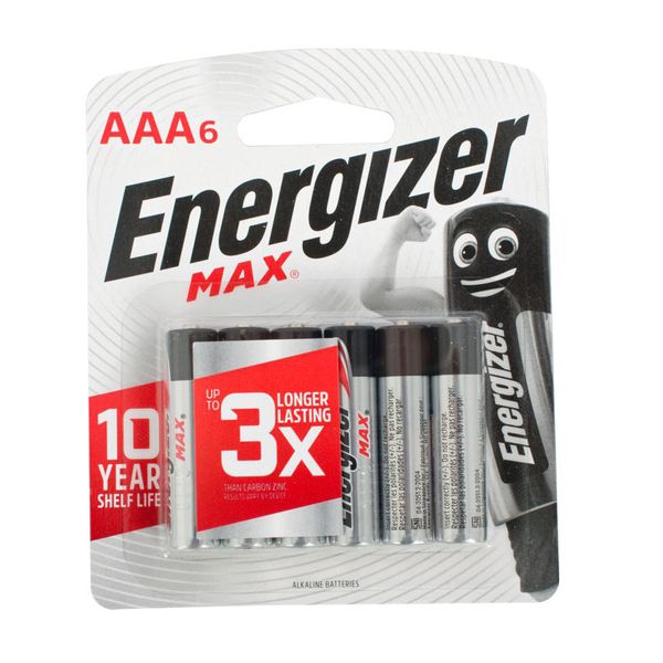 Energizer E92BP6 MAX Alkaline AAA Battery Card 6