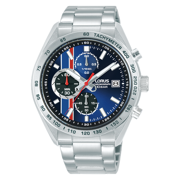 Lorus Men Silver-Blue Metal Button Sport, Analogue RM393JX9
