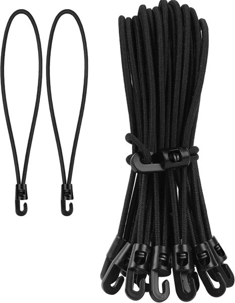 20-piece Small Bungee Cords with Hooks for Camping, Garden and Fixings