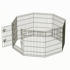 Black Dog Playpen 8 Panels 90x60cm, Pet Fence with Double Doors