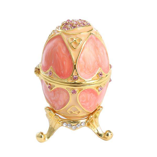 Trinket Box Art Crafts Vintage Enameled Egg Diamante Jewelry Organizer