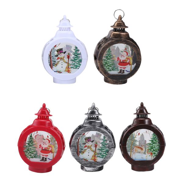 Christmas Decorations LED Candle Lights Snowman Wind Lantern Portable Ornam