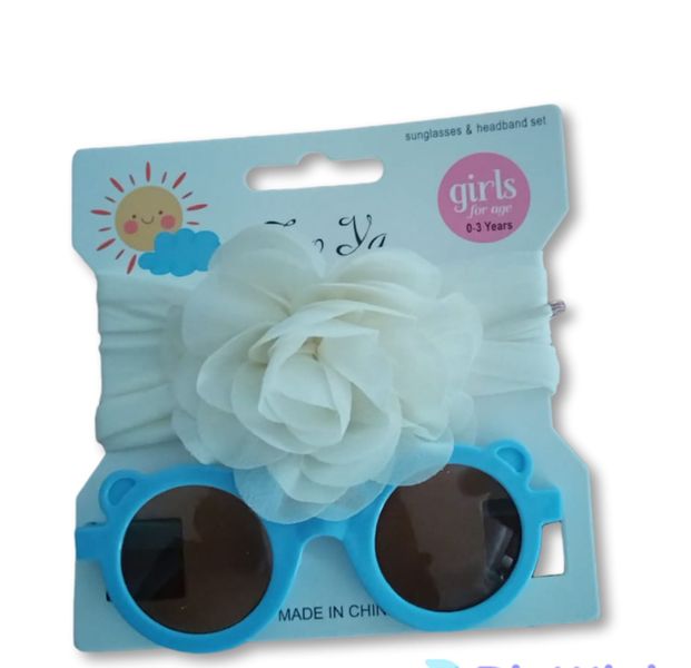Polarised Round Sunglasses and Headband Set - Blue, White