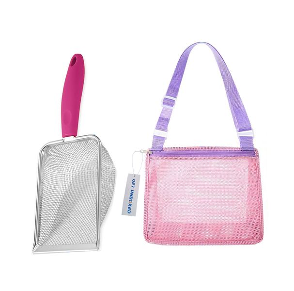 GET UNBOXED Beach Mesh Shovel Sifter Dipper with Mesh Beach Bag for Kids