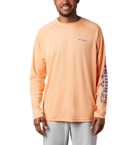 Columbia Mens Terminal Tackle Hthr LS Shirt Bright Nectar, Vivid Blue