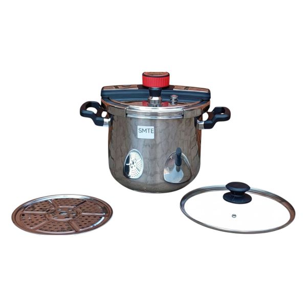 SMTE 9L Stainless Steel Pressure Cooker with Steamer &amp; Glass Lid