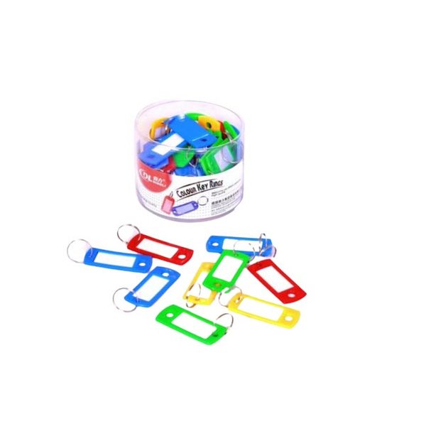 Plastic Colour Key Rings Tags 50pcs