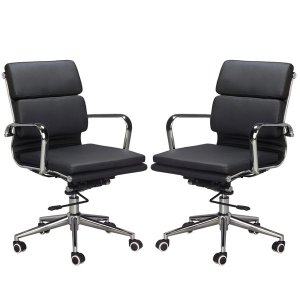 Classic PU Cushion Medium Back Office Chairs-Set of 2 Per Box-White
