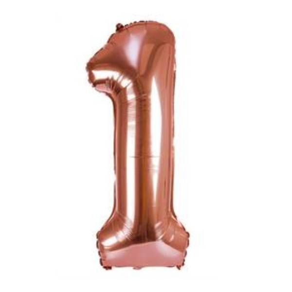 Rose Gold Number 1 Helium Balloon 106cm