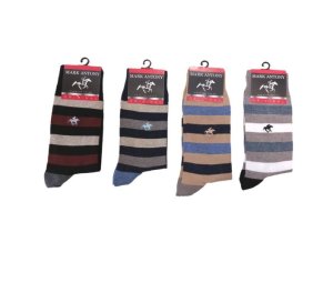 Mark Antony Designer Cotton Blend Stripe Fashion Dress Socks - 4 Pack