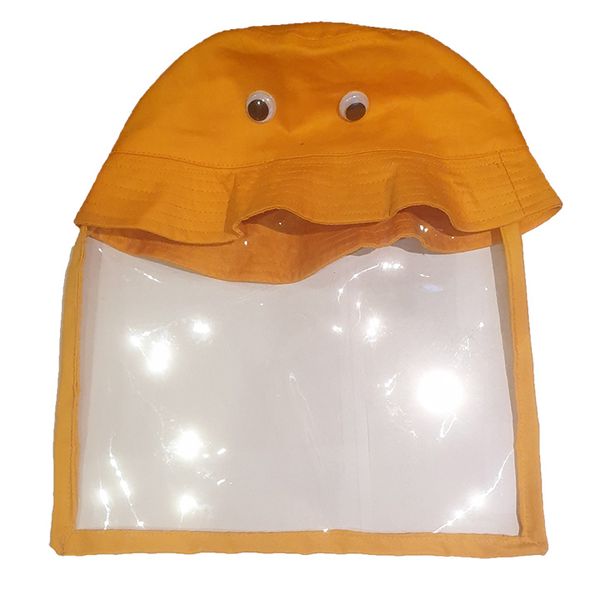 Kids Bucket Hat With Face Shield - Orange - Eyes
