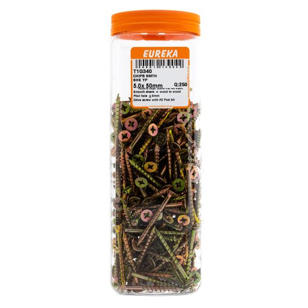 EUREKA Chipboard Screws Full Thread Yellow Zinc 5 x 50mm Q:250 T1G340