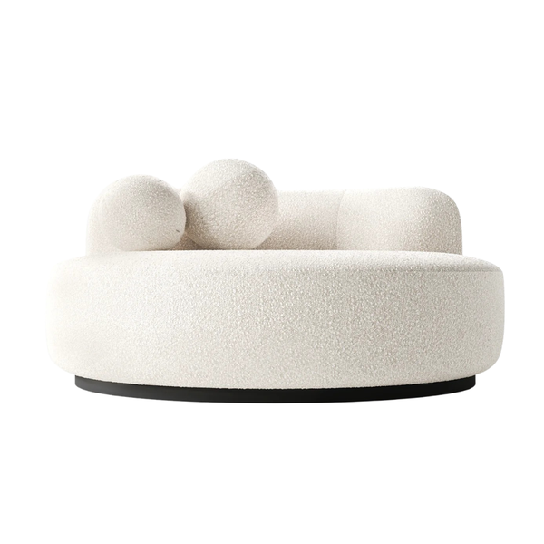 Lyann Occasional Chair - Modern Cream Bouclé Round Swivel Accent Chair