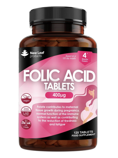 Folic Acid Tablets High Strength Vegan Pregnancy Vitamins -Pre &amp; Post-Natal