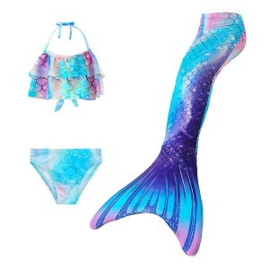 Iconix 3 Piece Kids Nighttime Blues Mermaid Bikini | KH01