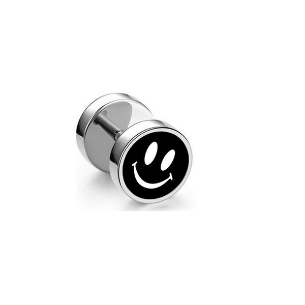 ER-A007-F, Stainless Steel Stud Earrings - Smiley