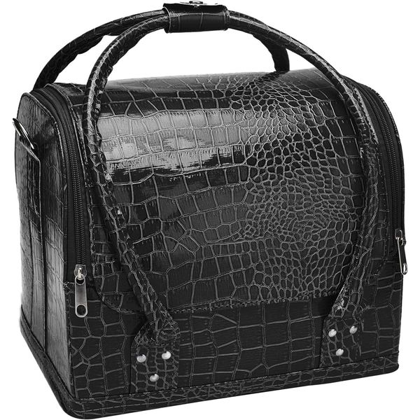 Cosmetic Case Leather Makeup Box Cosmetic Storage Bag with Shoulder Strap