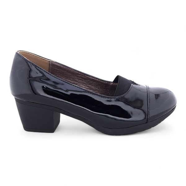 TTP - Women's Classic Block Heel Courts with Elasticated Vamp Edge - HT3802