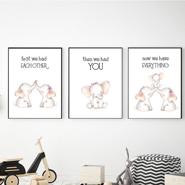Ellies Now We Have You with Pink Bow - 40cm x 50cm Canvas -Set Of 3