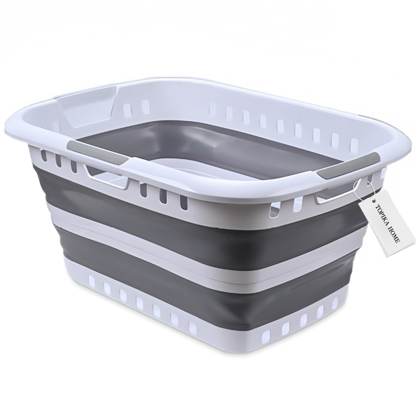 Topika - Collapsible Laundry Basket, Laundry Hamper&amp;Basin w/ Drain Holes