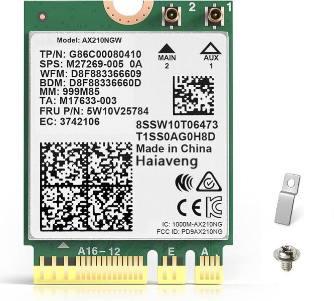 Wireless Card Intel AX210 NGW Bluetooth 5.3 5400Mbps Tri-Band 2.4/5/6 Ghz