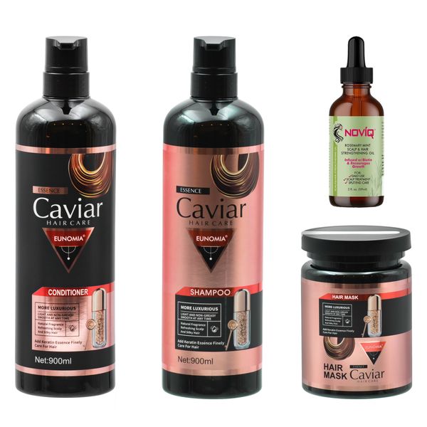Keratin Shampoo, Conditioner &amp; Mask &amp; Hair Mask Set + Noviq Hair/ Scalp Oil