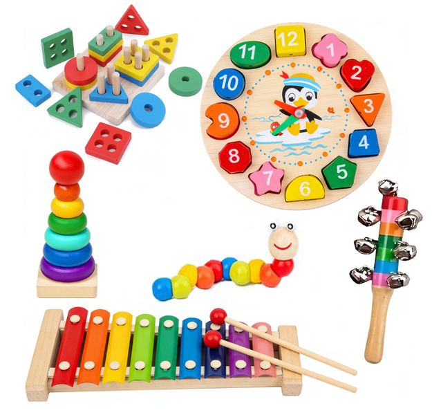 6 Set Wooden Montessori Music Stacking Sorting Toy Children's Day Gift