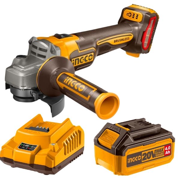 Ingco - Cordless Grinder 1200W - 115mm with 4.0Ah Battery &amp; Charger