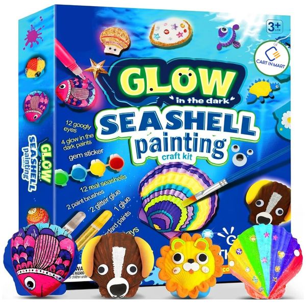 Kids Sea Shell Art &amp; Craft Kit Glow-in-the-Dark Paint Creative Painting Set