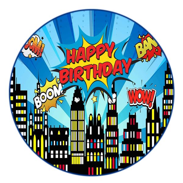 Super Heroes Round Wooden Vinyl Signage 40CM