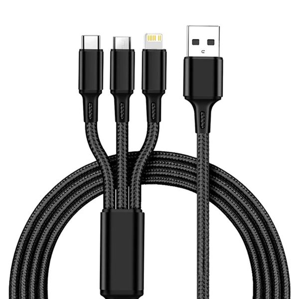 3in1 Data USB Cable Compatible With iPhone Fast Charger Charging Cable 1.2M